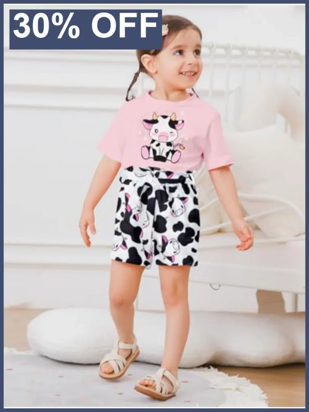 Toddler Girls 2pc Shirt Shorts Set Cotton Spandex Pockets Crew Neck